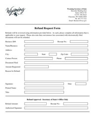 &quot;Refund Request Form&quot; - Wyoming