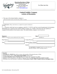 Document preview: Limited Liability Company Articles of Dissolution - Wyoming