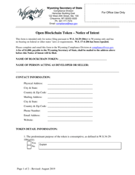 Document preview: Open Blockchain Token - Notice of Intent - Wyoming