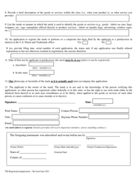Application for Registration of Trademark or Service Mark - Wyoming, Page 2