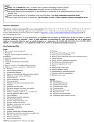 Application for Registration of Trademark or Service Mark - Wyoming, Page 3