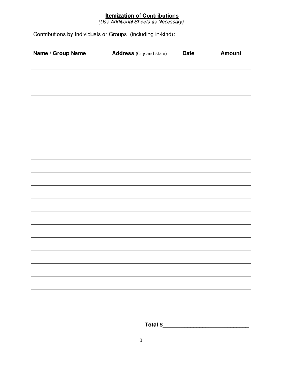 Initiative / Referendum Contribution and Expenditure Report - Wyoming, Page 3