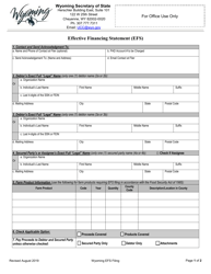 Document preview: Effective Financing Statement (Efs) - Wyoming