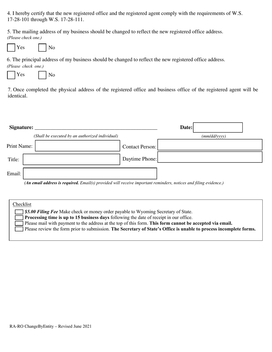 Appointment of New Registered Agent and Office - Wyoming, Page 2