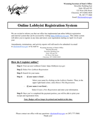 Document preview: Lobbyist Registration Form - Wyoming