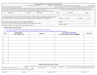 Statewide Petition for Nomination of Independent Candidates for Partisan Office - Wyoming, Page 2