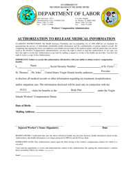 Document preview: Authorization to Release Medical Information - Virgin Islands