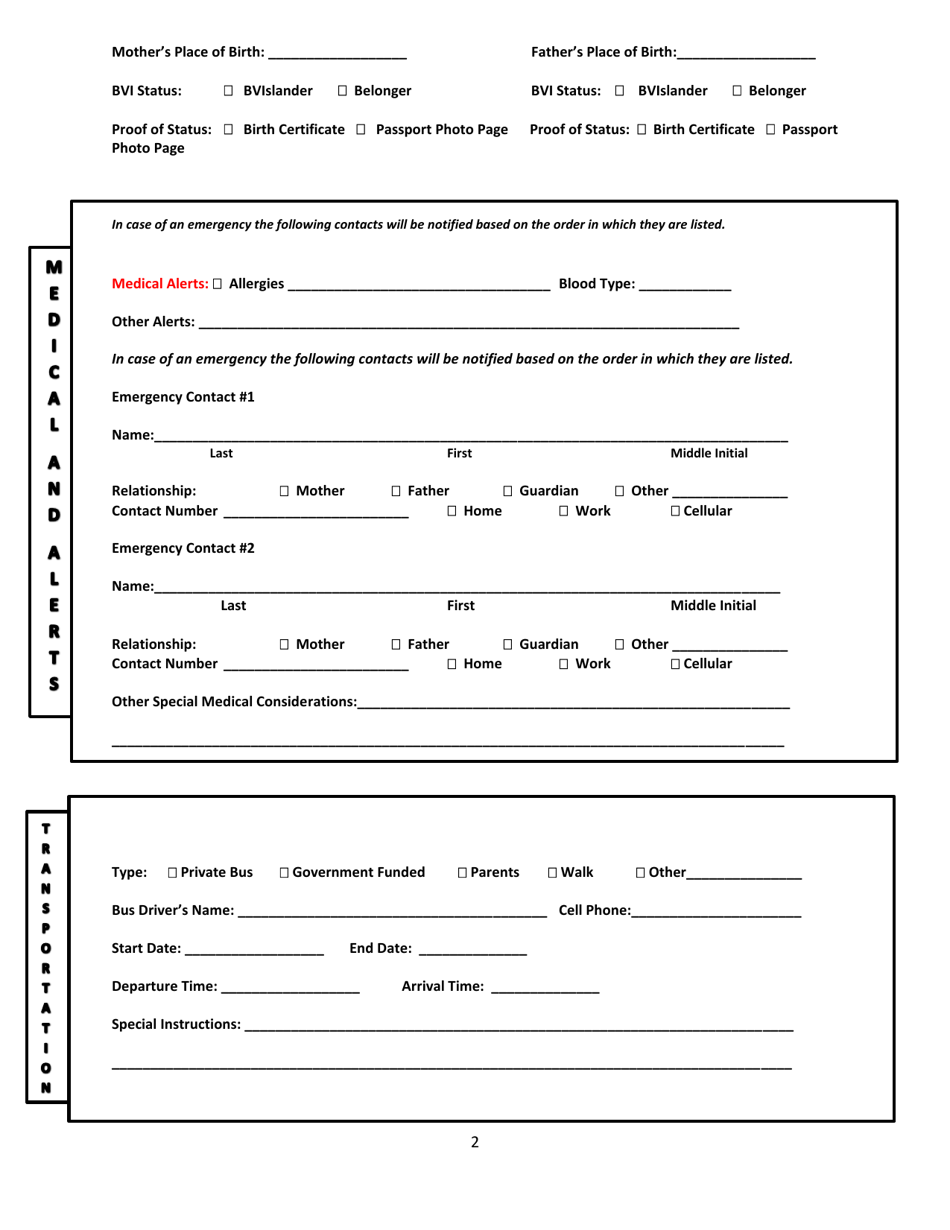 Application for School Admissions by Virgin Islanders - British Virgin Islands, Page 3