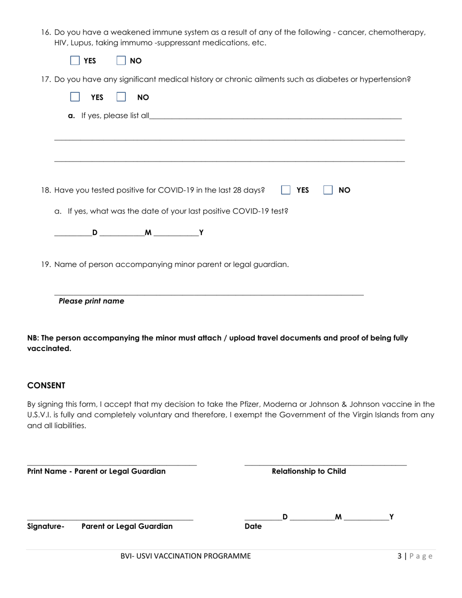 Bvi-Usvi Vaccination Bubble Pre-registration Form - British Virgin Islands, Page 3