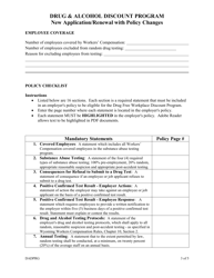 Drug &amp; Alcohol Discount Application - New Application/Renewal With Policy Changes - Wyoming, Page 3
