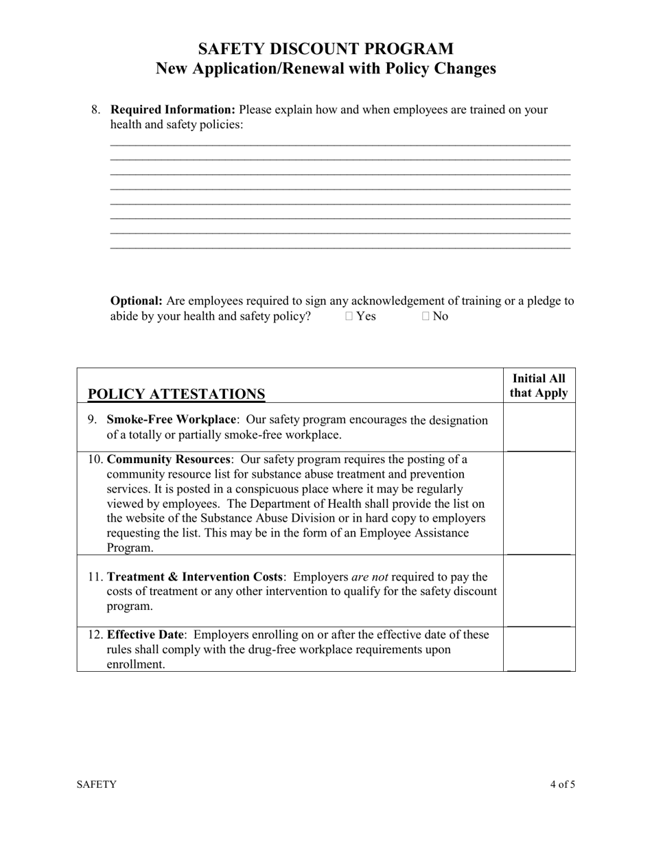 Safety Discount Annual Application - New Application / Renewal With Policy Changes - Wyoming, Page 4