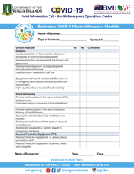Document preview: Businesses Covid-19 Control Measures Checklist - British Virgin Islands