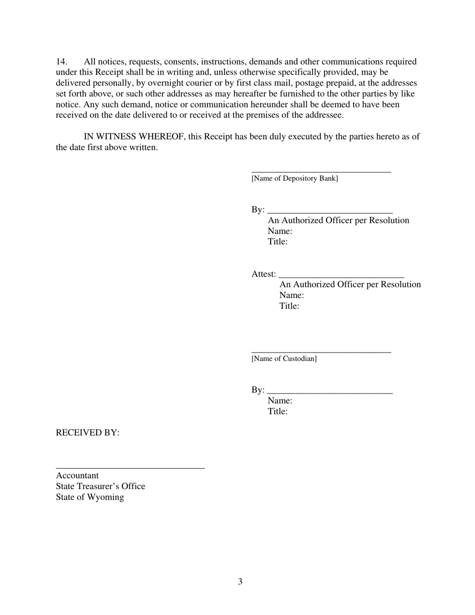 Joint Custody Receipt - Wyoming, Page 3