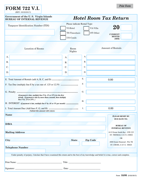 Form 722VI  Printable Pdf
