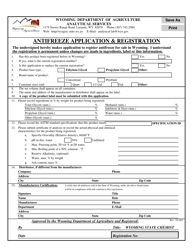Antifreeze Application &amp; Registration - Wyoming