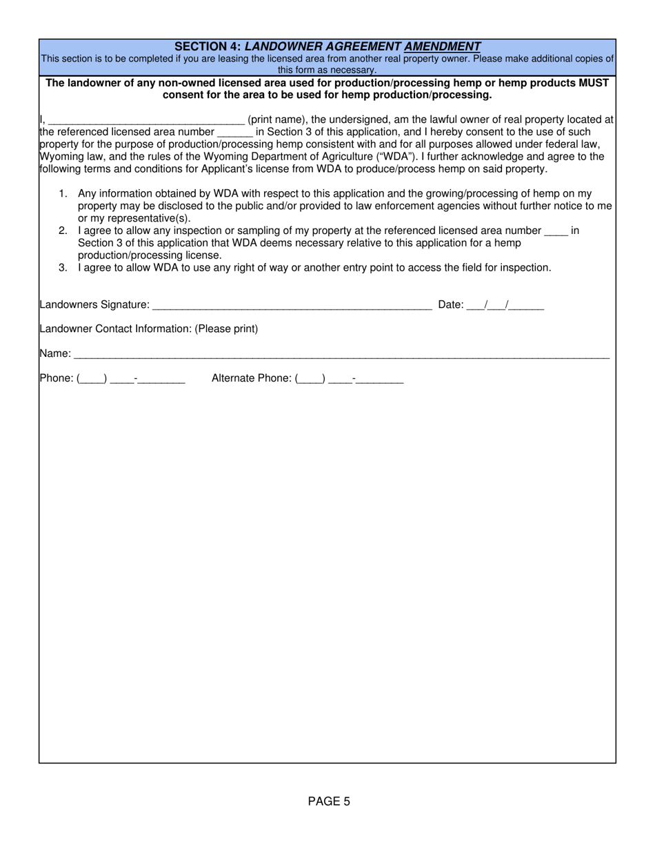 Hemp License Amendment - Wyoming, Page 5