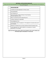 Hemp License Application - Wyoming, Page 7