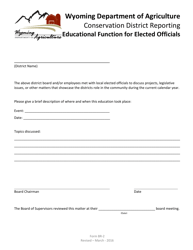 Form BR-2 &quot;Educational Function for Elected Officials&quot; - Wyoming