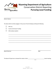 Form BR-1 &quot;Conservation District Reporting - Pursuing Local Funding&quot; - Wyoming