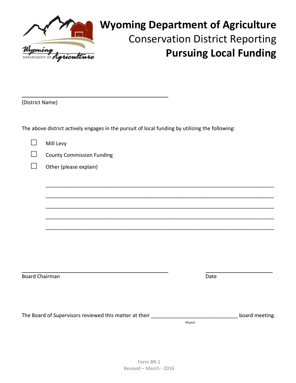 Form BR-1 Conservation District Reporting - Pursuing Local Funding - Wyoming, Page 1