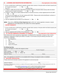 Taxicab Commission Dctc Application - Washington, D.C., Page 2