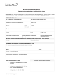 Document preview: Formulario HCA12-512 Cancelacion De Audiencia Administrativa - Washington (Spanish)