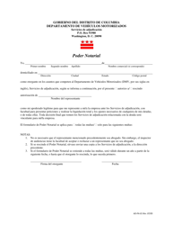 Formulario AD-PA-01 &quot;Servicios De Adjudicacion Poder Notarial&quot; - Washington, D.C. (Spanish)