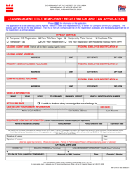 Document preview: Form DMV-CTA-001 Leasing Agent Title/Temporary Registration and Tag Application - Washington, D.C.