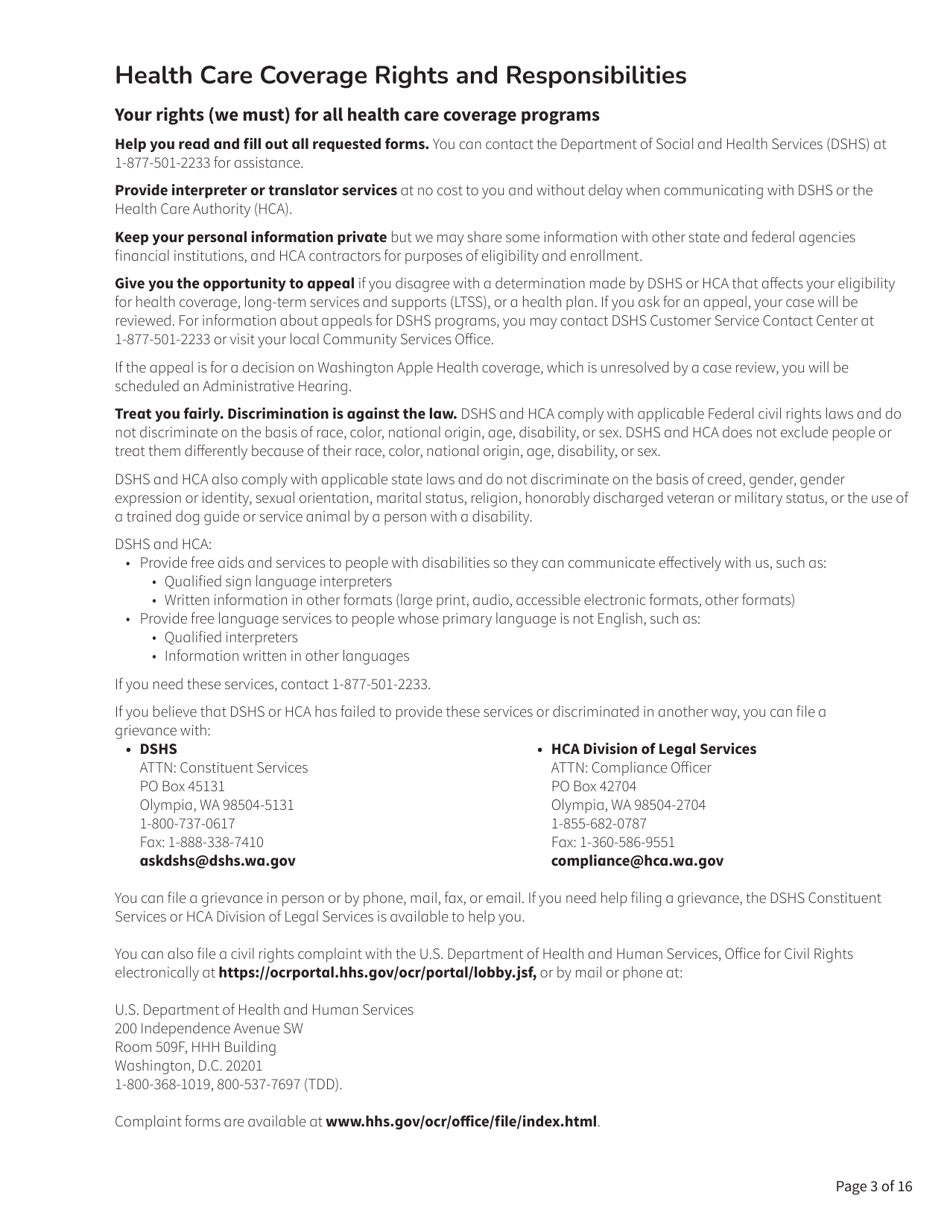 Form HCA18-005 Washington Apple Health Application for Aged, Blind, Disabled / Long-Term Services and Supports - Washington, Page 3