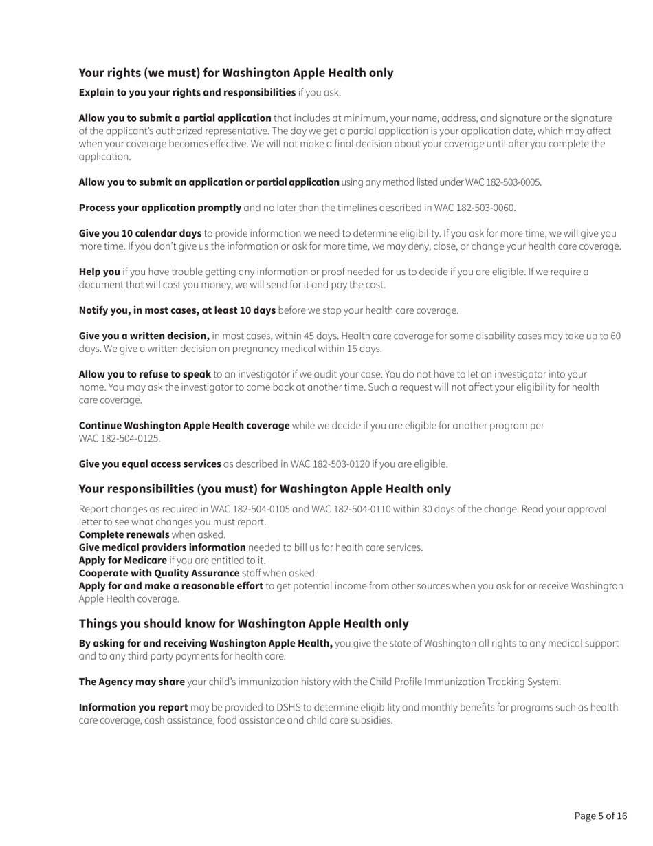 Form HCA18-005 Washington Apple Health Application for Aged, Blind, Disabled / Long-Term Services and Supports - Washington, Page 5