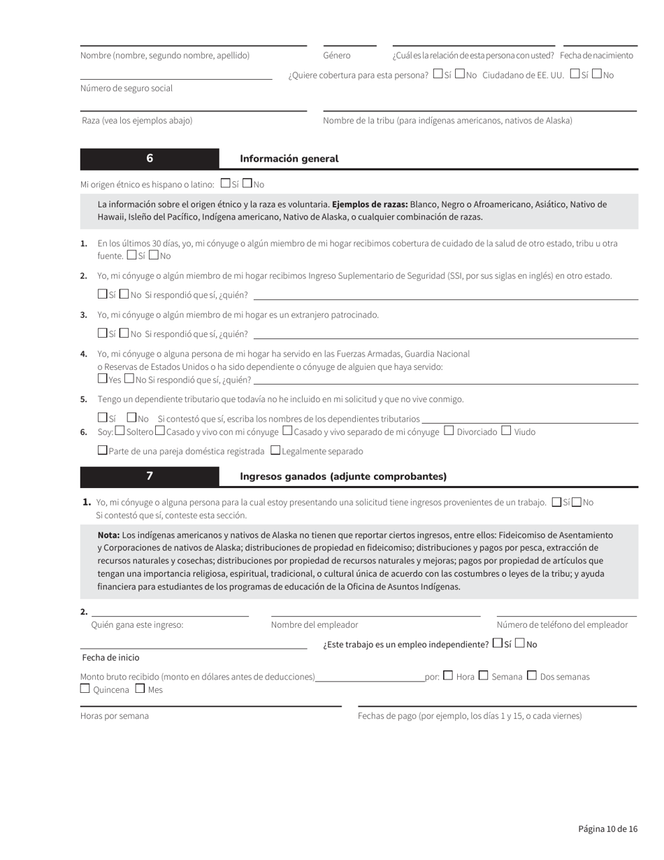Formulario HCA18-005 Solicitud De Washington Apple Health Para Personas Ancianas, Ciegas, Discapacitadas / Servicios Y Apoyos a Largo Plazo - Washington (Spanish), Page 10