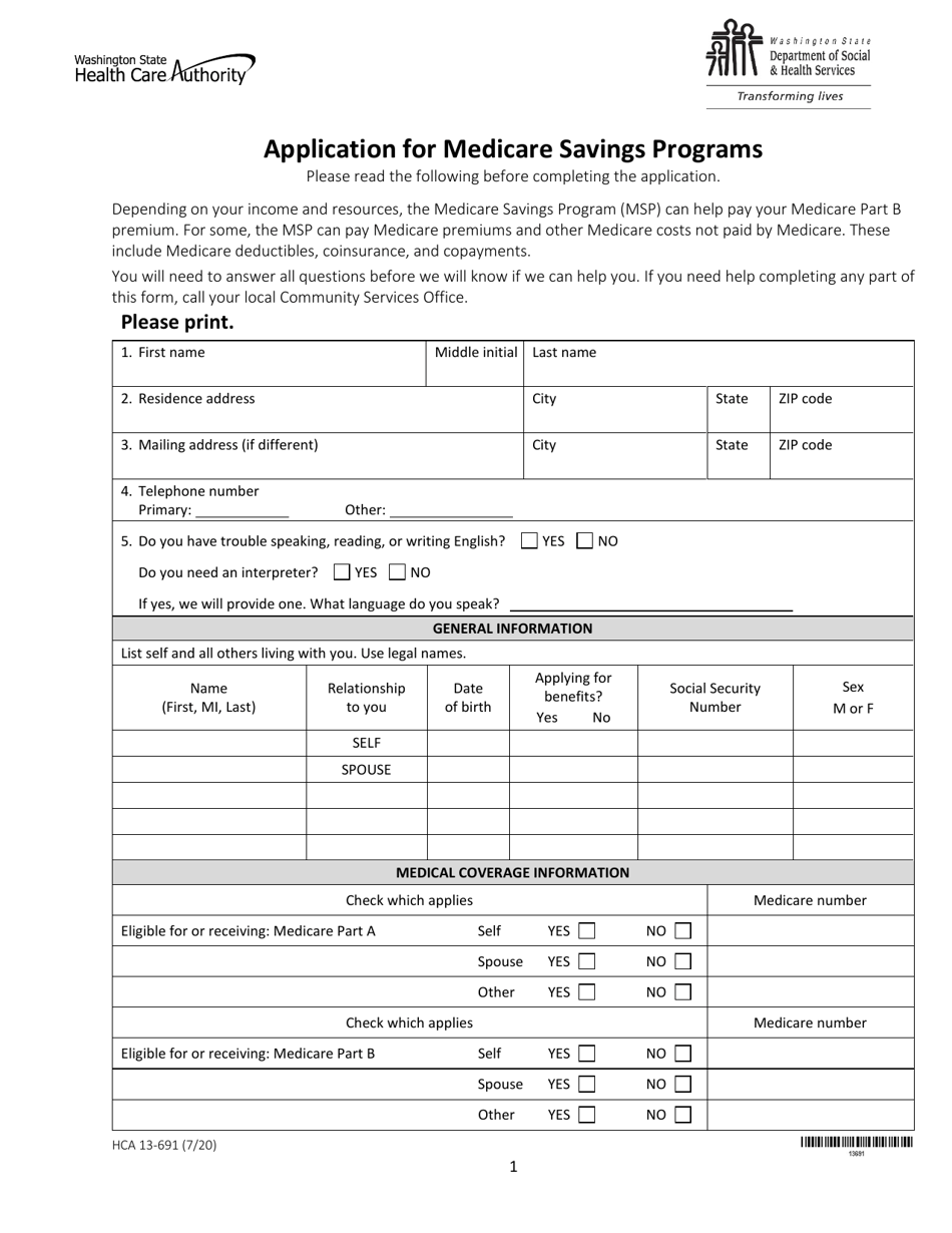 Form HCA13-691 - Fill Out, Sign Online and Download Printable PDF ...