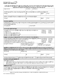 Document preview: Form HCA14-430 Application for Pregnant Teen Health Care Coverage (For Teens Under Age 19) - Washington (Burmese)