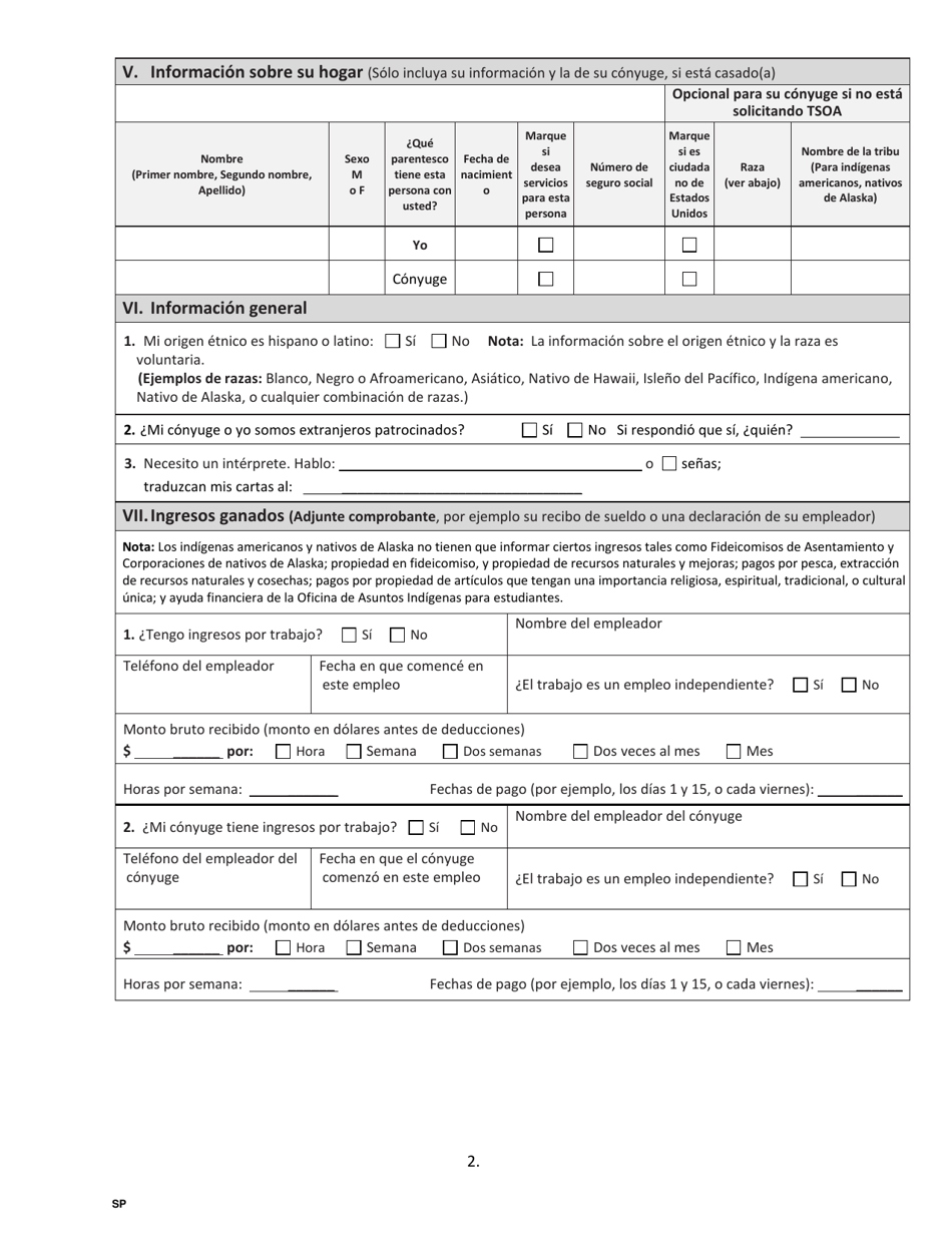 Formulario HCA18-008 Solicitud De Washington Apple Health Para Apoyos a La Medida Para Adultos Mayores (Tsoa) - Washington (Spanish), Page 6