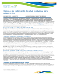 Document preview: Formulario HCA82-0029 Opciones De Tratamiento De Salud Conductual Para Adolescentes - Washington (Spanish)