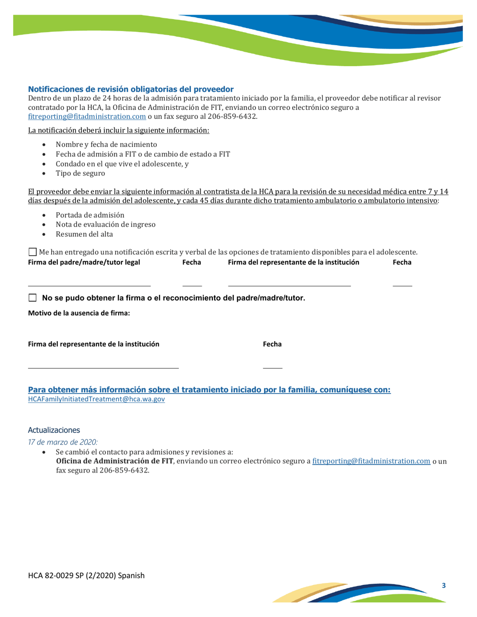 Formulario HCA82-0029 Opciones De Tratamiento De Salud Conductual Para Adolescentes - Washington (Spanish), Page 3