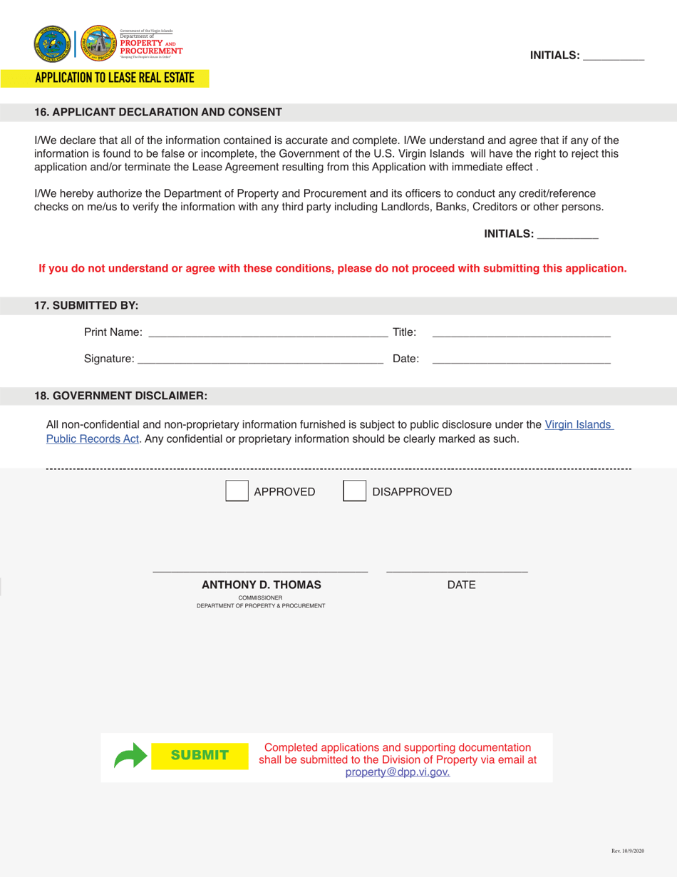 Application to Lease Real Estate - Virgin Islands, Page 5