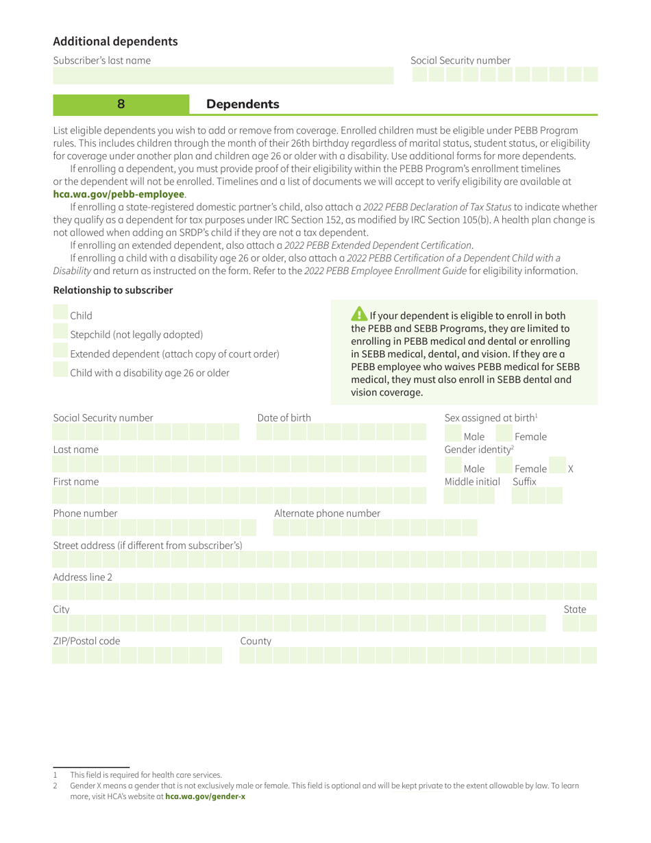 Form HCA50-0400 Pebb Employee Enrollment / Change - Washington, Page 15