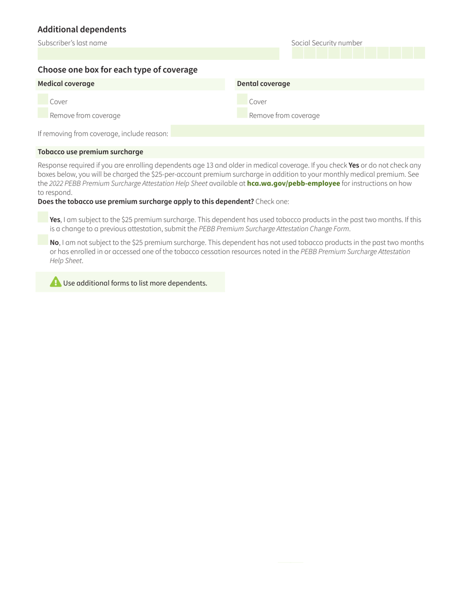 Form HCA50-0400 Pebb Employee Enrollment / Change - Washington, Page 18