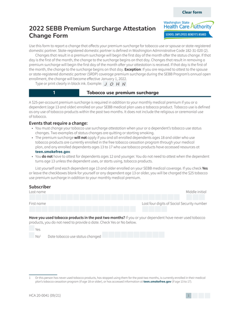 Form HCA20-0041 2022 Printable Pdf