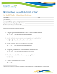 Document preview: Nomination to Publish Final Order - Washington