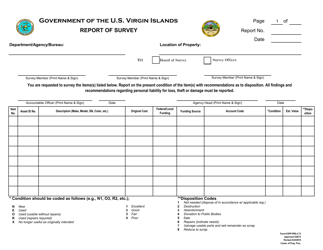 Document preview: Form DPP-PRS-3-73 Report of Survey - Virgin Islands