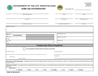 Form DPP-HUA-04-04 &quot;Home Use Authorization&quot; - Virgin Islands