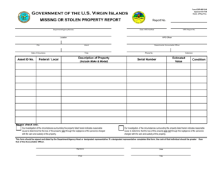 Form DPP-MSP-3-08 &quot;Missing or Stolen Property Report&quot; - Virgin Islands