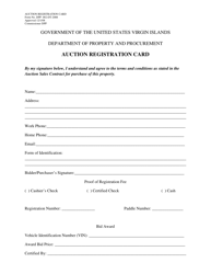 Document preview: Form DPP-002-DT-2008 Auction Registration Card - Virgin Islands