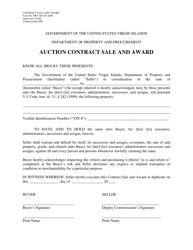 Form DPP003-DT-2008 Auction Contract Sale and Award - Virgin Islands