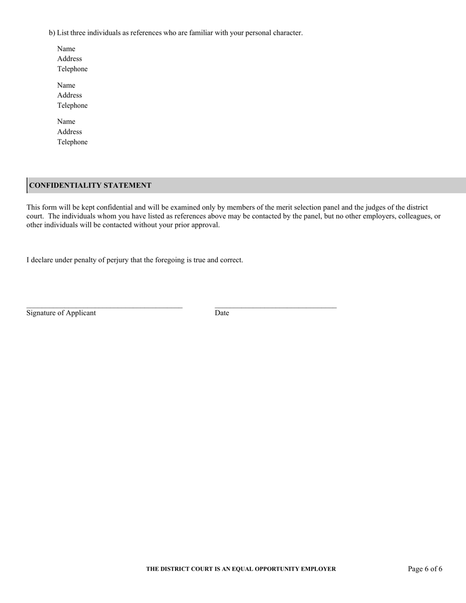 Application for United States Magistrate Judge - Virgin Islands, Page 6