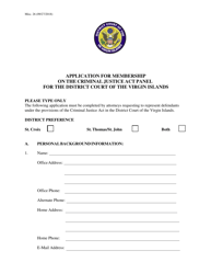 Document preview: Form Misc.26 Application for Membership on the Criminal Justice Act Panel for the District Court of the Virgin Islands - Virgin Islands