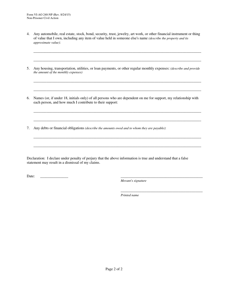 Form VI-AO240-NP - Fill Out, Sign Online and Download Printable PDF ...