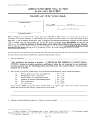 Form VI-AO240-2255 &quot;Motion to Proceed in Forma Pauperis in a 28 U.s.c. 2255 Action&quot; - Virgin Islands